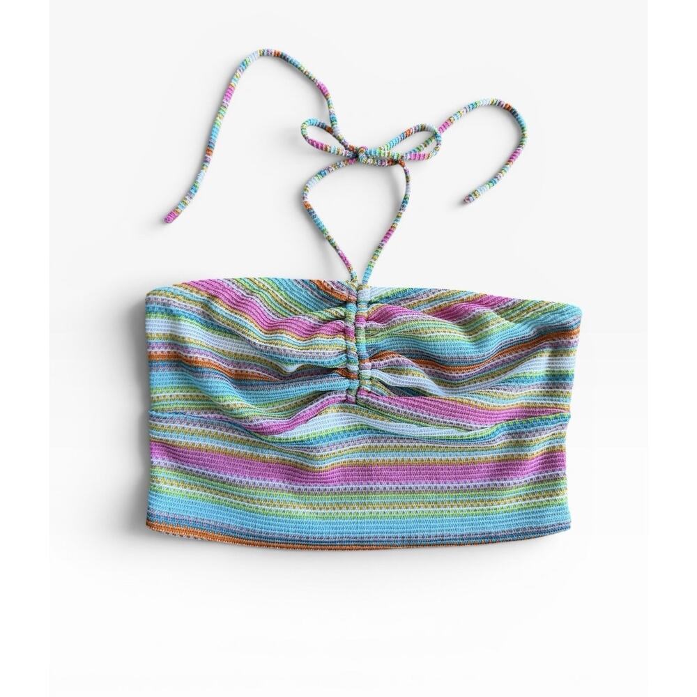 Altar'd State Knit Crochet Rainbow Halter Top Tank Boho Festival Y2K Colorful